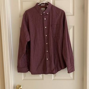 Men's Dockers Button-Down Shirt - Large - Burgandy and White